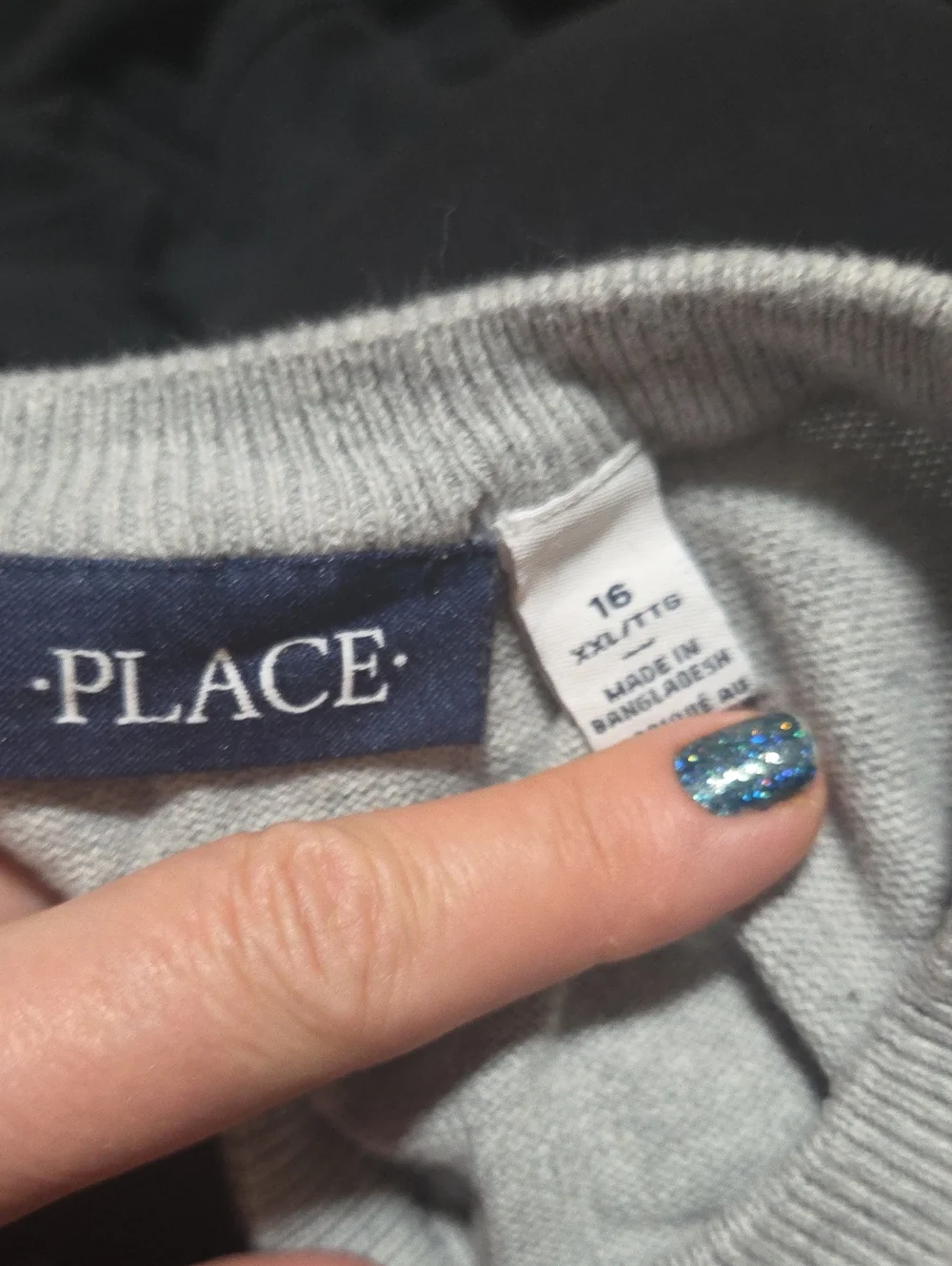 The Children's Place Boys Gray & Black Striped Crewneck 16